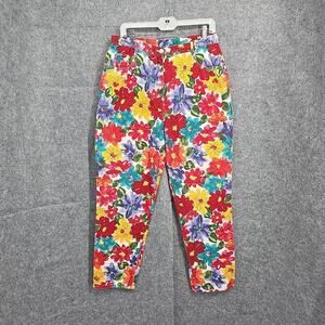 Carole Little Sport Womans Pants Size 16 Bright Floral Lightweight Jeans BOHO